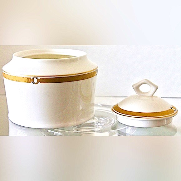 RALPH LAUREN HARNESS CREAMER & SUGAR BOWL SET GOLD BAND LINK - Picture 6 of 11